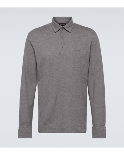 Zegna Cotton Polo Shirt - Grey