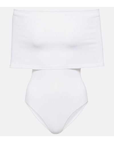 Alaïa Off-shoulder Knit Bodysuit - White