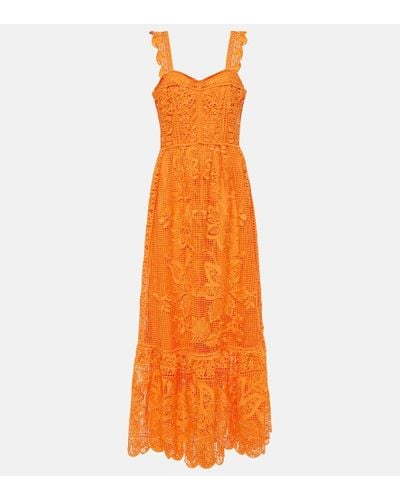 FARM Rio Guipure Lace Maxi Dress - Orange