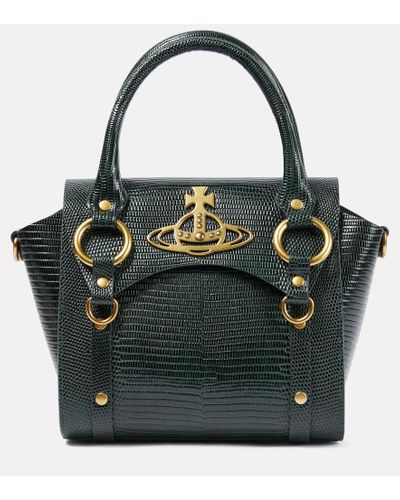 Vivienne Westwood Betty Small Lizard-effect Leather Tote Bag - Black