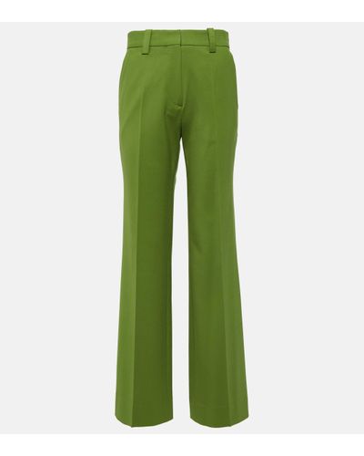 Victoria Beckham Pantalon droit en laine melangee - Vert