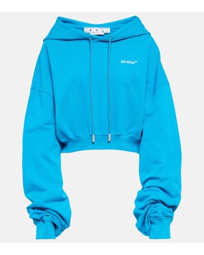 Off-White c/o Virgil Abloh Cropped Cotton Hoodie - Blue