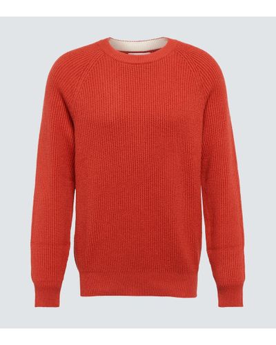 Brunello Cucinelli Pullover in maglia di cotone a coste - Rosso