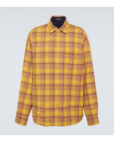 Balenciaga Reversible Checked Cotton Shirt - Yellow