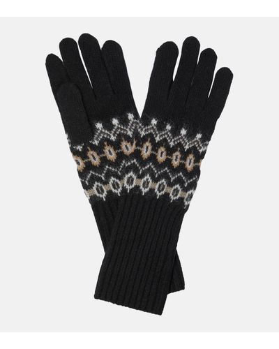 Khaite Vail Intarsia Cashmere-blend Gloves - Black