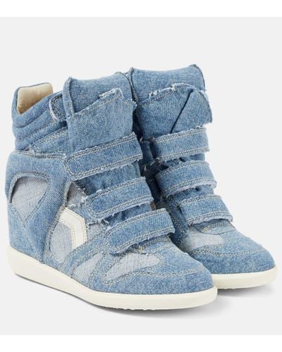 Isabel Marant Sneakers altas bekett de y malla - Azul