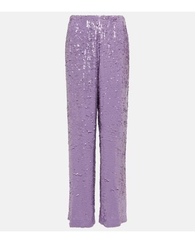Dries Van Noten Sequined Straight Trousers - Purple