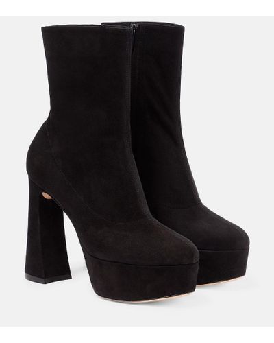 Gianvito Rossi Camnero Sock-fit Suede Ankle Boots - Black