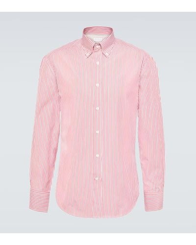 Brunello Cucinelli Camisa de algodon a rayas - Rosa