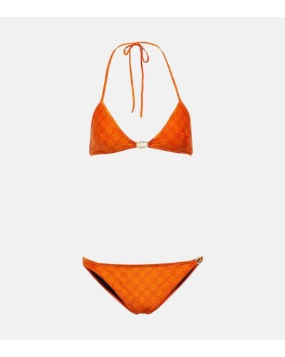 Gucci Bikini de jersey con GG - Naranja