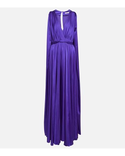 Safiyaa Bridal Chiffon Cape Gown - Purple