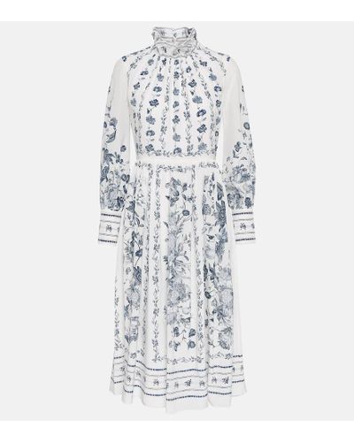 Erdem Ruffled Silk Midi Dress - White