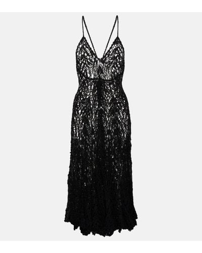 Anna Kosturova Open-knit Cotton Midi Dress - Black