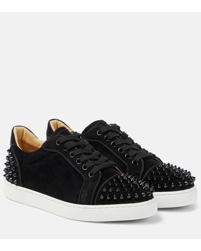 Christian Louboutin Vieira 2 Spiked Suede Trainers - Black