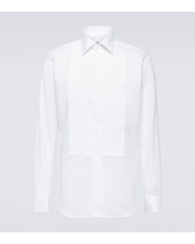 Canali Camisa de algodon plisada - Blanco