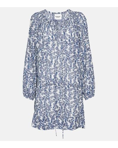 Isabel Marant Vestido corto Parsley de algodon - Azul