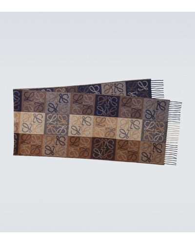 Loewe Wool And Cashmere Anagram Scarf - Brown