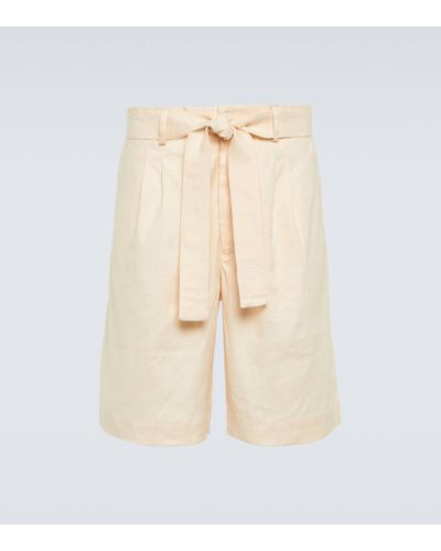 Commas Linen-blend Twill Bermuda Shorts - Natural
