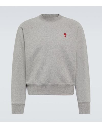 Ami Paris Ami De Coeur Cotton Sweater - Gray
