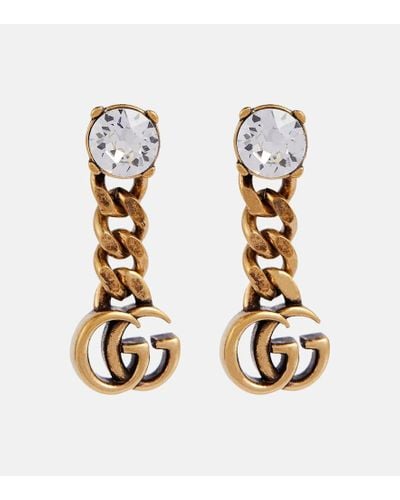 Gucci Ohrringe mit GG und Kristallen - Mettallic