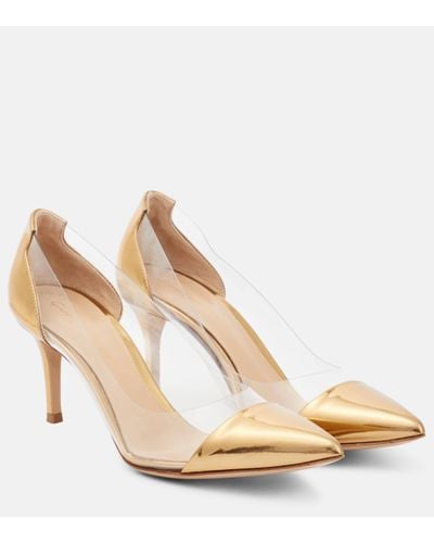 Gianvito Rossi Plexi 70 Leather And Pvc Court Shoes - Natural