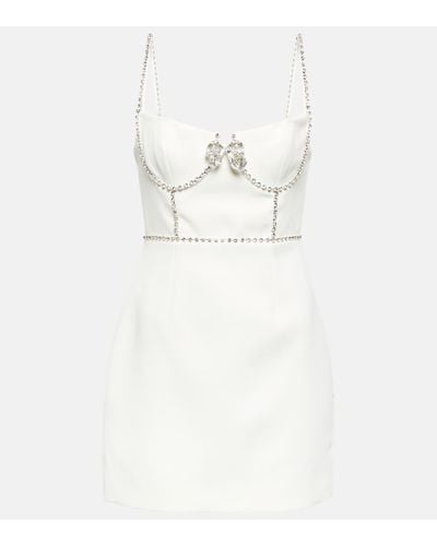 Self-Portrait Mini Bustier Kleid mit Kristallen - Bianco
