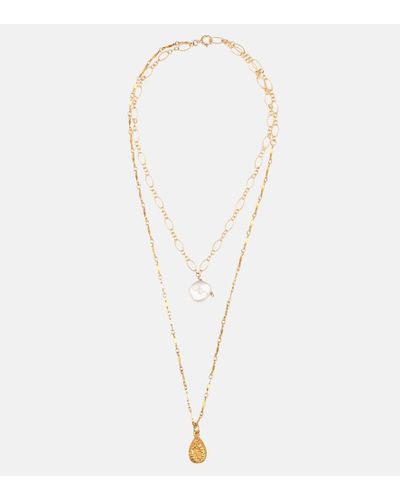 Alighieri Collana Layers of the Sun bagnata in oro 24kt con perle - Metallizzato