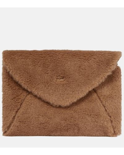 Max Mara Clutch de pelo de camello y seda - Marrón