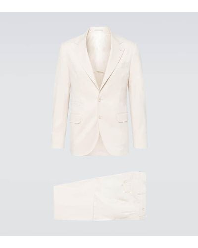 Brunello Cucinelli Cotton And Cashmere-blend Suit - White