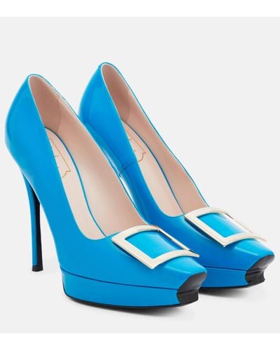 Roger Vivier Trompette Patent Leather Court Shoes - Blue