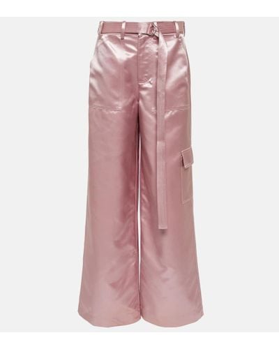 STAUD Shay High-rise Satin Wide-leg Pants - Pink