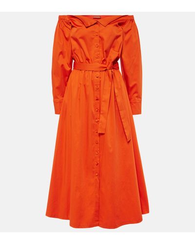 Altuzarra Zora Off-shoulder Cotton Shirt Dress - Orange