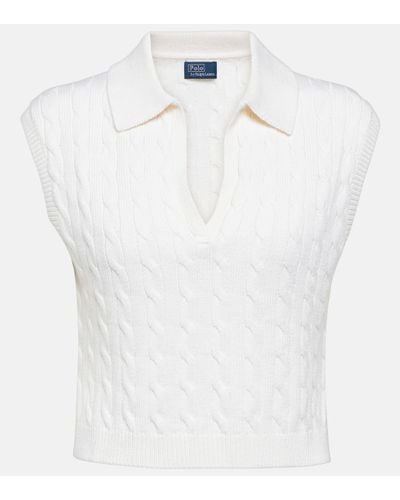Polo Ralph Lauren Cable-knit Wool-blend Jumper Vest - White