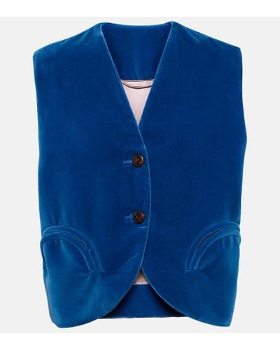 Blazé Milano Gliss Cotton Velvet Vest - Blue