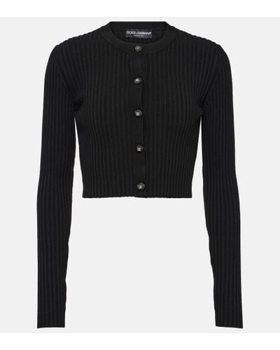 Dolce & Gabbana Ribbed-knit Cropped Cardigan - Black