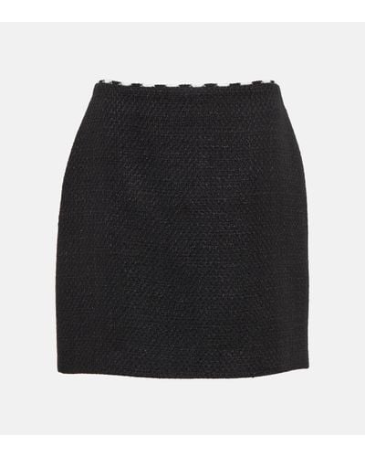 Elie Saab Mini-jupe en tweed de soie melangee - Noir