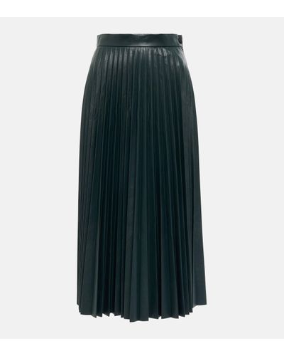 MM6 by Maison Martin Margiela Pleated Faux Leather Midi Skirt - Green