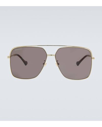 Gucci Aviator Metal Sunglasses - Gray