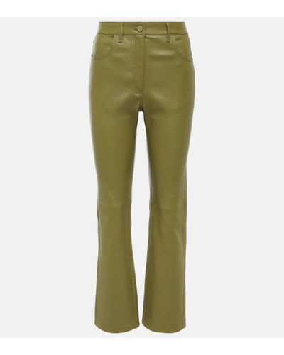 JOSEPH Stretch Duke Leather Straight Trousers - Green
