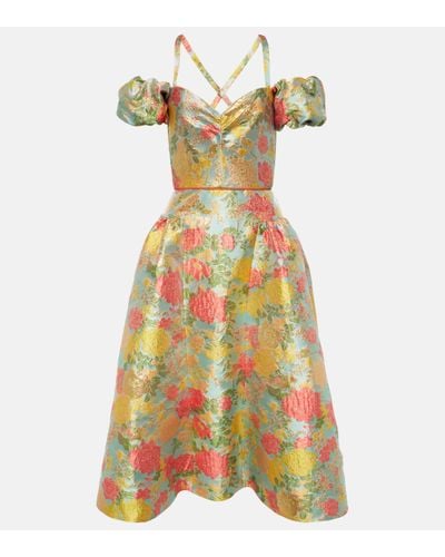 Markarian Jackie Floral Jacquard Midi Dress - Yellow