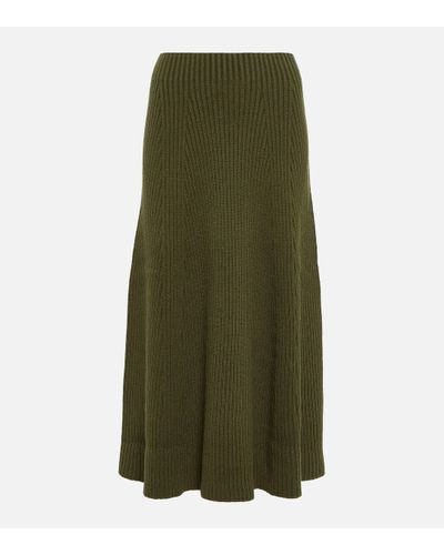 Chloé Ribbed Wool Maxi Skirt - Green