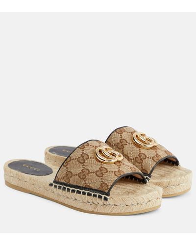 Gucci Sandalo Espadrillas In Tessuto GG Matelassé - Neutro