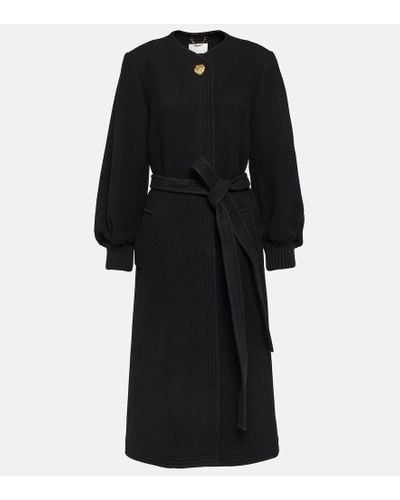 Chloé Wool-blend Wrap Coat - Black