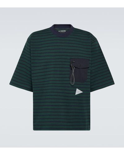 and wander T-shirt in jersey di cotone a righe - Verde