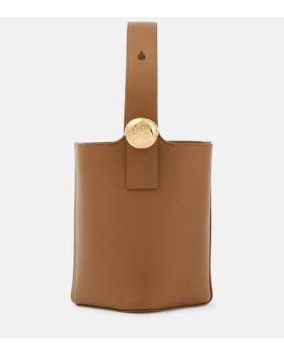Loewe Pebble Mini Leather Bucket Bag - Brown