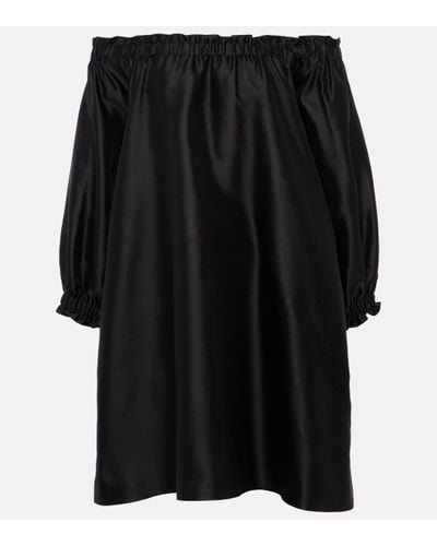 Max Mara Lepre Off-shoulder Silk And Cotton Minidress - Black