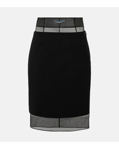 Prada Crinoline And Virgin Wool Midi Skirt - Black
