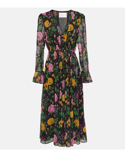 Carolina Herrera Kleid mit Blumen-Print - Schwarz