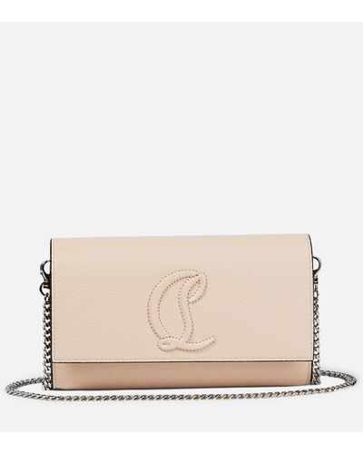 Christian Louboutin Logo Leather Wallet On Chain - Natural