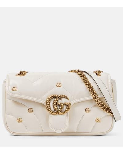 Gucci GG Marmont Matelasse Leather Shoulder Bag - Natural